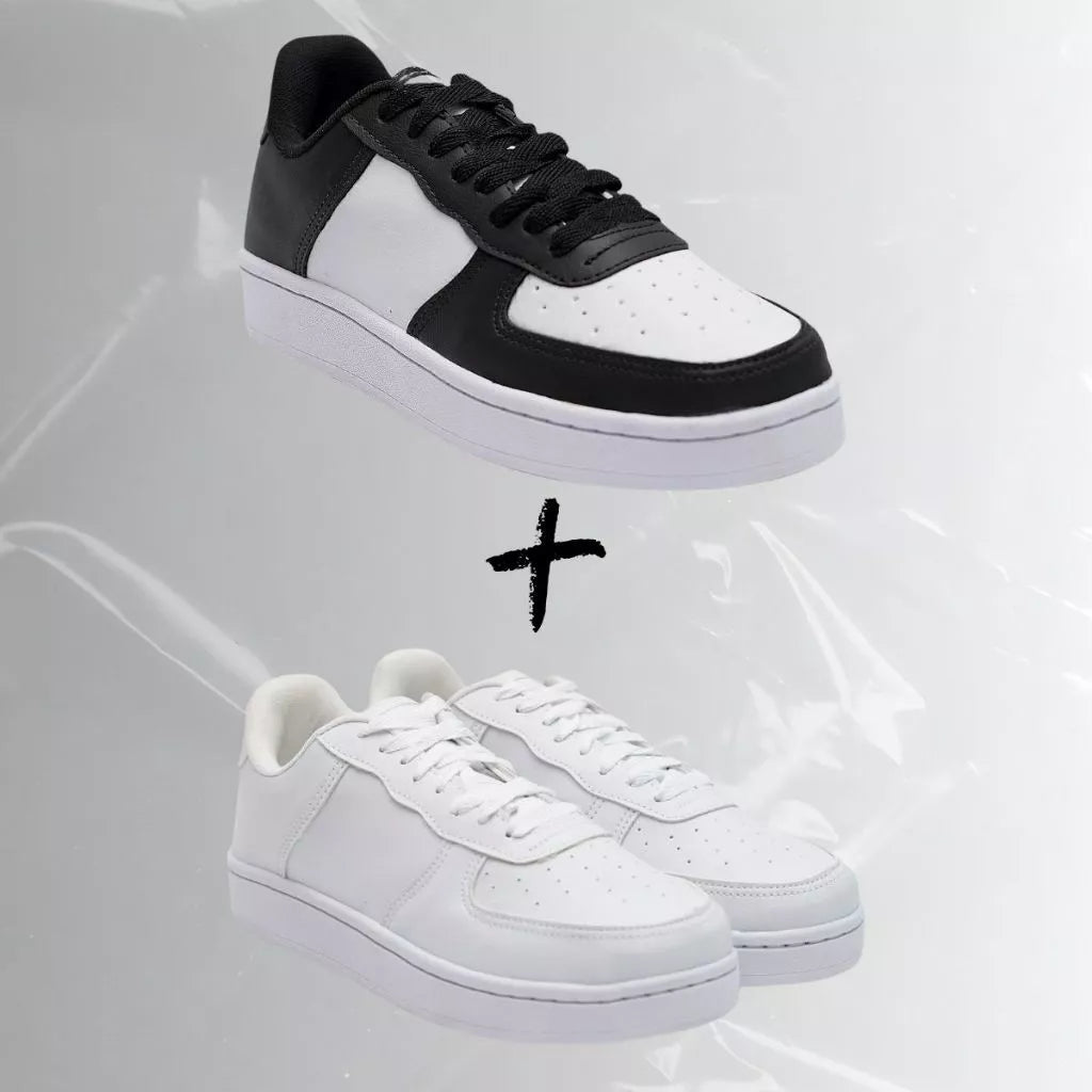 KIT 2 PARES: Tênis Feminino e Masculino - Casual Dia a Dia - Tam 33 a 43 - Uso Duradouro