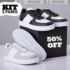 KIT 2 PARES: Tênis Feminino e Masculino - Casual Dia a Dia - Tam 33 a 43 - Uso Duradouro