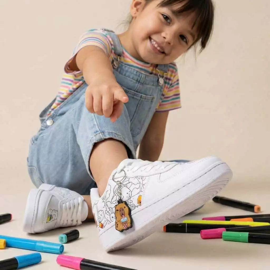 Tênis de Colorir Infantil Feminino Capivara 26 ao 37 Conforto Diversão Escola Passeio e Casual